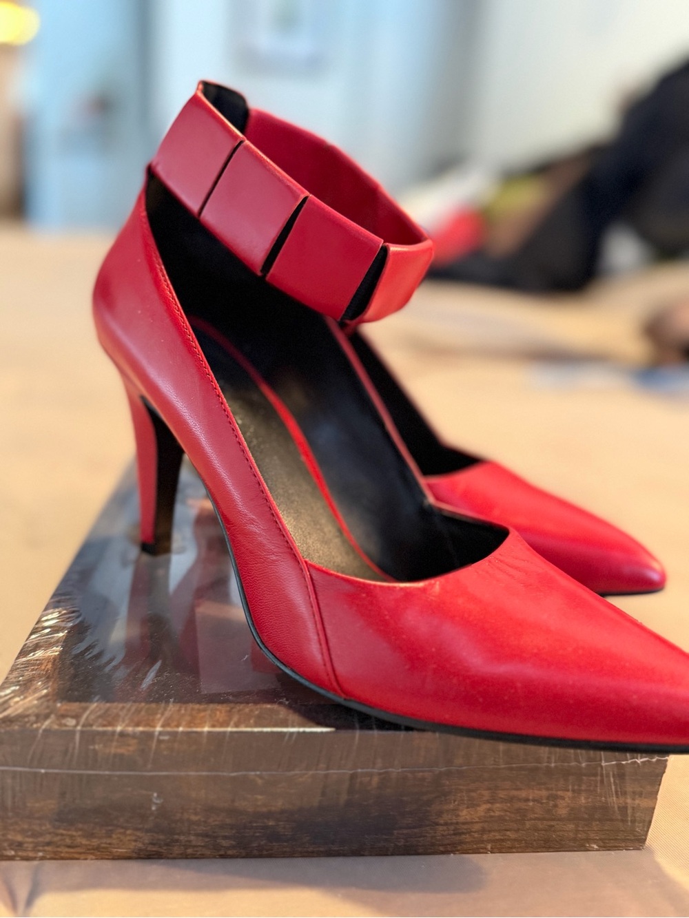 Nine West Red Pointed-Toe Ankle Strap Pumps